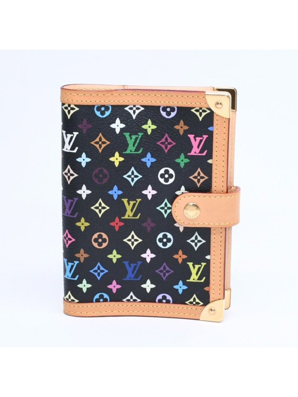 Louis Vuitton Black Multicolor Agenda Cover PM Gold